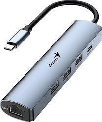 Genius USB Hub 4 Θυρών (USB-C) + LAN 31240004400 Genius USB Hub 4 Θυρών (USB-C) + LAN 31240004400