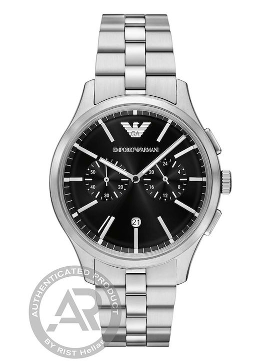 Emporio Armani Men's Watch 42mm Chronograph Battery with Silver Metal Bracelet