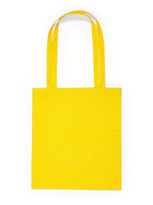Cotton Fabric Shopping Bag 140 G/m² Yellow Long Handle Ribbon In Same Dp4912
