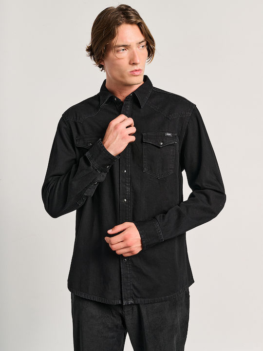 Fino Long-sleeved Denim Shirt Black