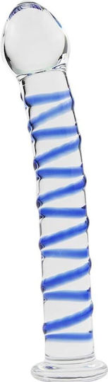 Smd Celestial Glass Dildo Blue Raised Spiral Texture & Mushroom Tip 17cm Clear Blue