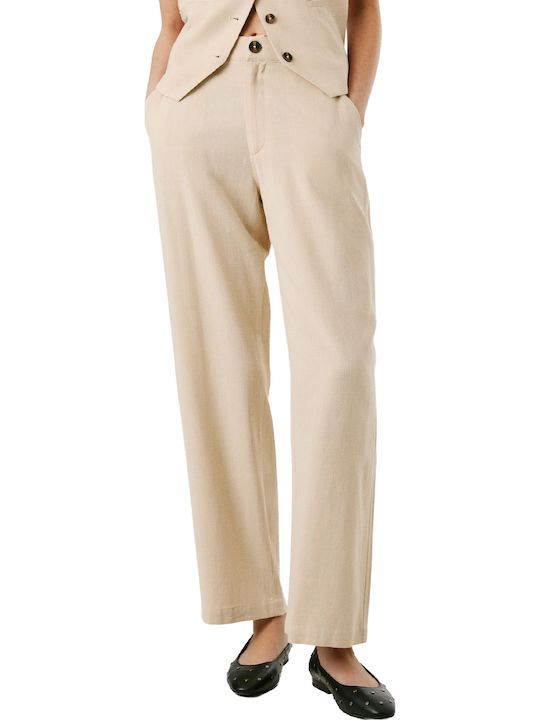 Women's Fabric Trousers Light Beige