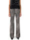 Damen Hoch tailliert Stoff Hose Schlag Khaki