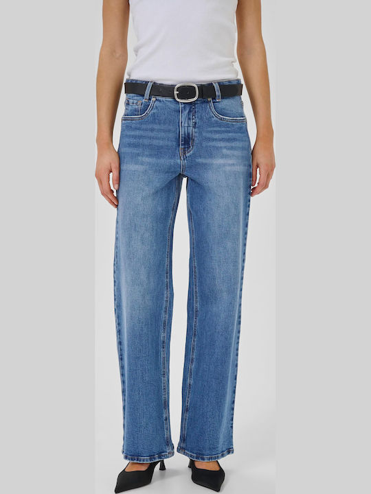 Women's Jean Trousers in Wide Line Medium Blue