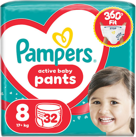 Pampers Πάνες Βρακάκι Pants No. 8 για 17+kg 32τμχ