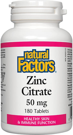 Natural Factors Zinc Citrate 50mg 180 Registerkarten Natural