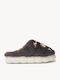 Black Fur Slippers with Gold Decorative Elements