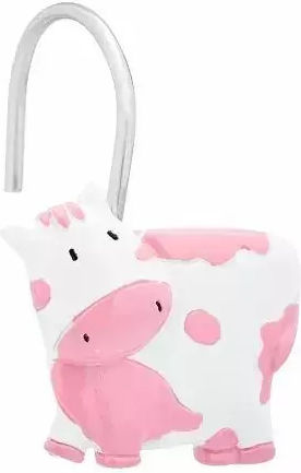 Set Decorative Shower Curtain Hooks Jup 5312912 Cow Shape Pink 12 Pieces