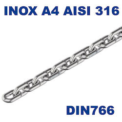 Inox Αλυσίδα Σκάφους Ανοξείδωτη 1m