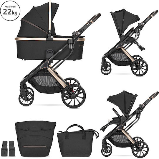 Lorelli Glory Verstellbar 3 in 1 Baby Kinderwagen Geeignet für Neugeborene Schwarz