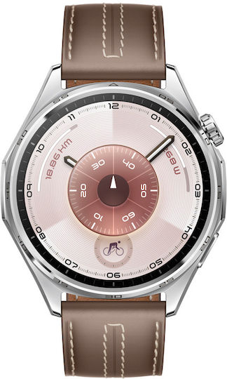 Huawei Watch GT 6 Stainless Steel 46mm Waterproof with Heart Rate Monitor (Brown Leather)
