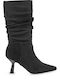 Wildleder Damenstiefel mit hohem Absatz Schwarz