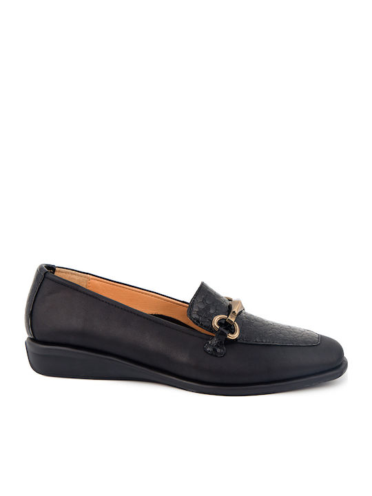 Leder Damen Mokassins in Schwarz Farbe