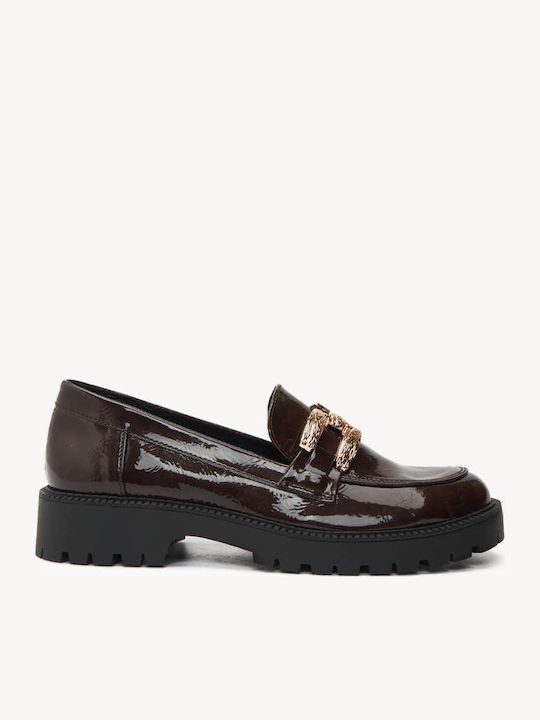 Braune Griechische Damen Mokassins mit Hammersc...