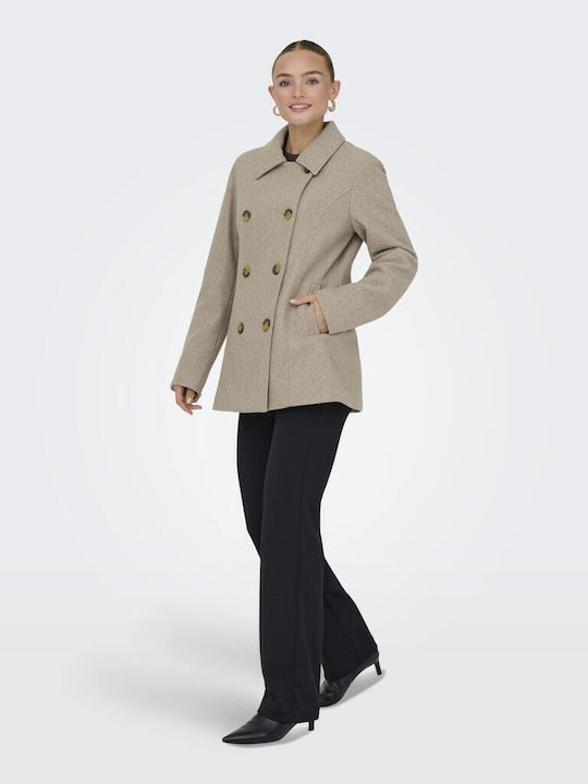 Only Damen Beige Mantel mit Knöpfen