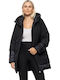 Damen Black Mantel mit Kapuze