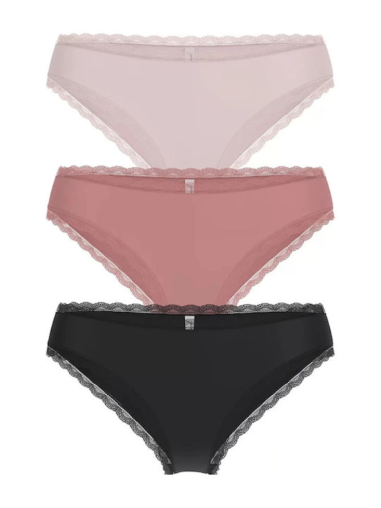 Γυναικεία Slip 3Pack Pink Rose And Black