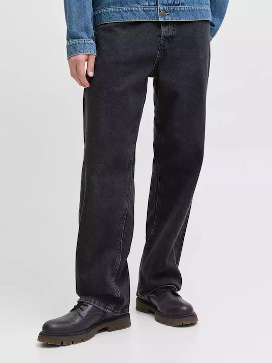 Ανδρικό Παντελόνι Τζιν με Relaxed Straight Εφαρμογή Black Denim