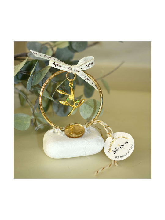 LiebeQueen Handmade Настолници Гоури Клонка от маслина Зелен от Crystal 10см 1бр