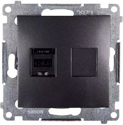 Kontakt-simon Computer Socket Simon54 Single Rj45 Cat.6 Overcast Anthracite D61.01/48