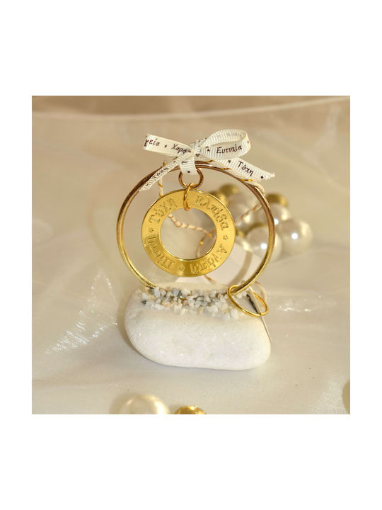LiebeQueen Handmade Tabletop Lucky Charm with Wishes Gold made of Stone 10cm 1pcs
