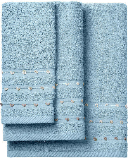 Beauty Home Σετ Πετσέτες Μπάνιου 3τμχ Art 3464 Σιέλ Βάρους 450gr/m²