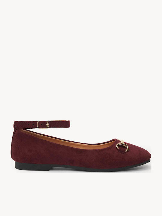 Ligglo Suede Γυναικείες Μπαλαρίνες Μυτερές με Λουράκι σε Χρώμα