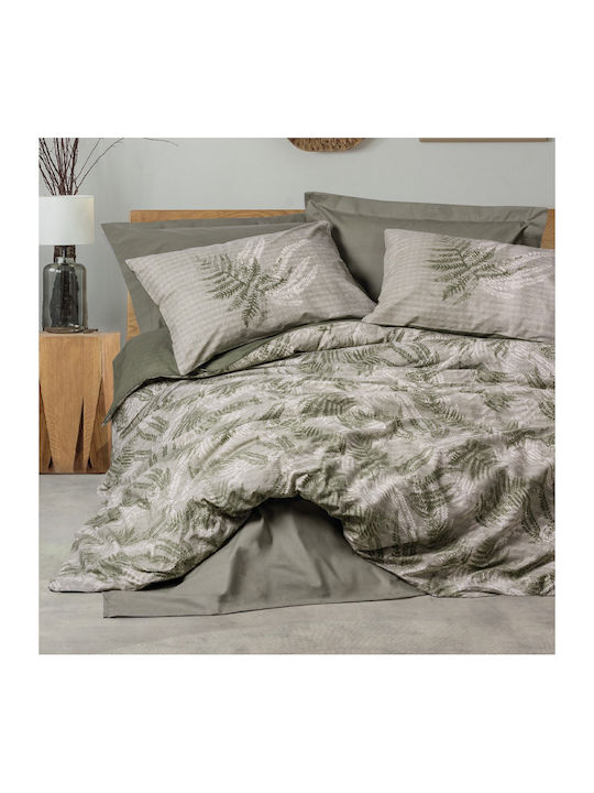 Cotton Box Duvet Cover Set Cotton Double with 2 Pillowcases 200x220 Box 4 Khaki