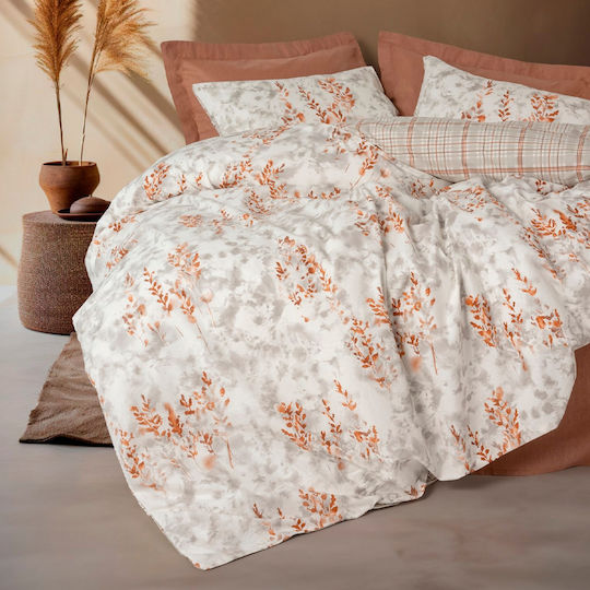 Cotton Box Duvet Cover Set Cotton Single with Pillowcase 160x220 Lamina Cinnamon