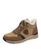 Leather Women's Ankle Boots with Fur Beige