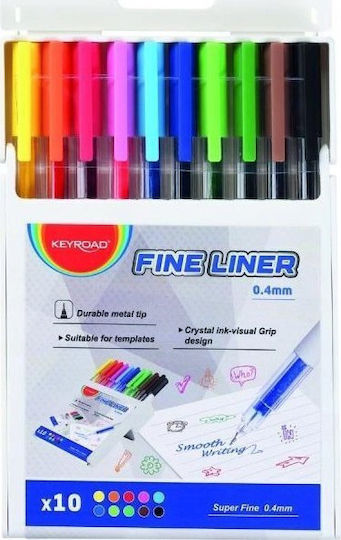 Keyroad Zeichenmarker 0.4mm 10 Colors 10Stück