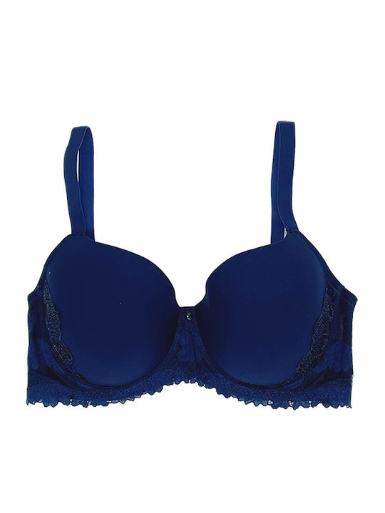 Balconette Μπλε-navy Σουτιέν με Ελαφριά Ενίσχυση & Μπανέλες