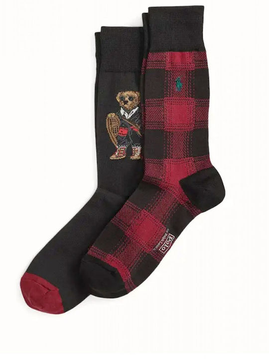 Ralph Lauren Herren Gemusterte Socken Black-Red 2Pack