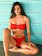 Fără bretele Top bikini cu burete Red