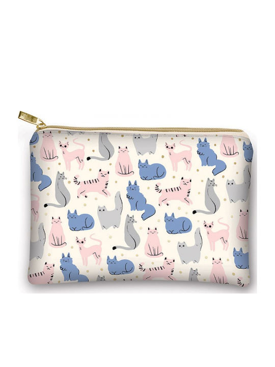Toiletry Bag White Cats Design Lady Jane