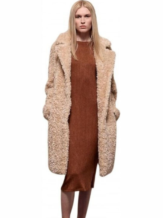Splendid Μακριά Γυναικεία Γούνα Beige