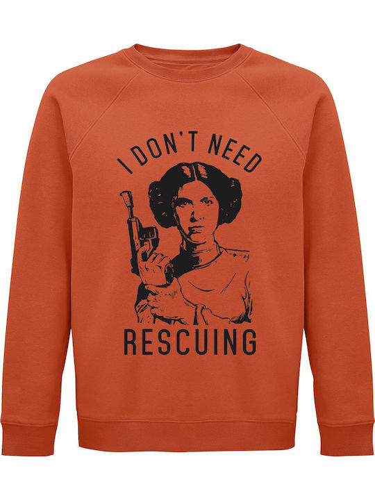 Unisex Organic Cotton Sweatshirt Princess Leia Star Wars Vinyl Stamp Sweet Orange