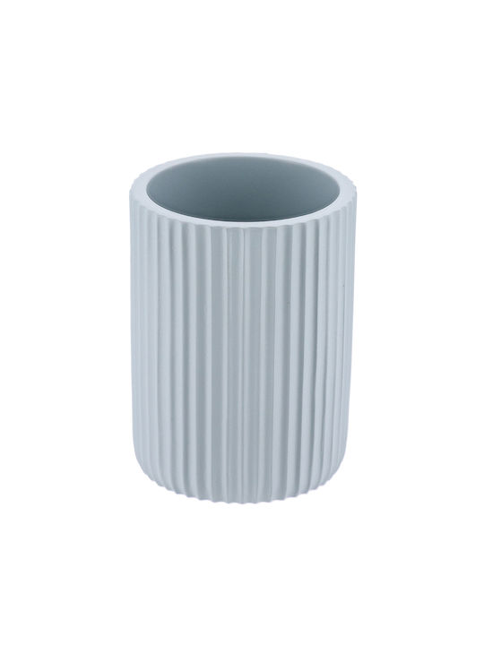 Ποτήρι Μπανιου Polyresin Γαλάζιο Ριγέ 7x9.5cm