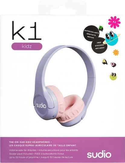 Sudio K1 Kids Kabellose Bluetooth Kinder Am Ohr Kopfhörer mit 30 Stunden Betriebszeit Lila