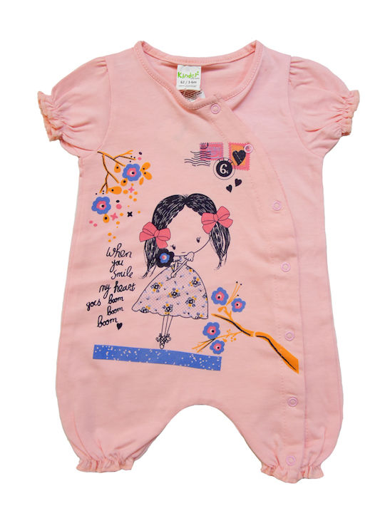 Poulain Baby Bodysuit Short-Sleeved Pink