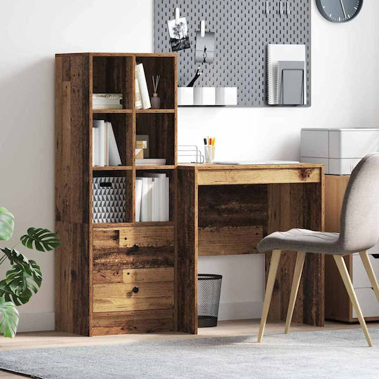 Desk Wooden with Bookshelf Old Wood 70x50x76cm