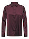 Shirt Women's Satin Long Sleeve Shirt Burgundy