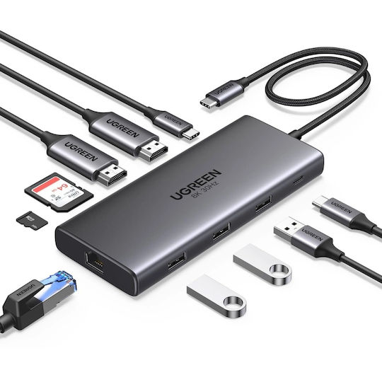 Ugreen Revodok Pro 210 USB-C Docking Station με HDMI 4K PD Ethernet Γκρι