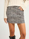 Denim Mini Skirt Leopard Tabac Brown
