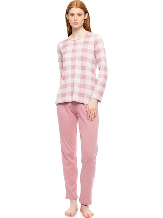 Pink Label Χειμερινό Γυναικείο Σετ Πιτζάμας Rose