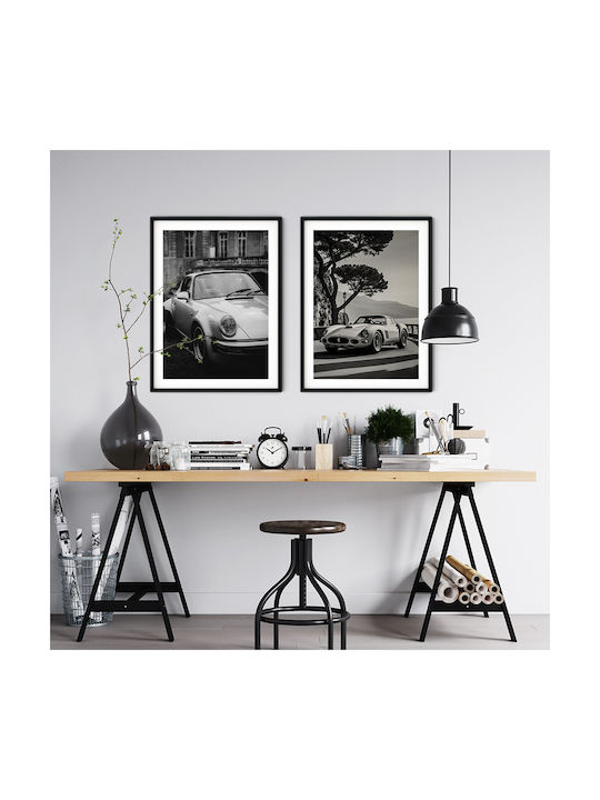 Poster Porsche 911 Turbo Cr055 30cm X 40cm Frame Natural Wooden Beige