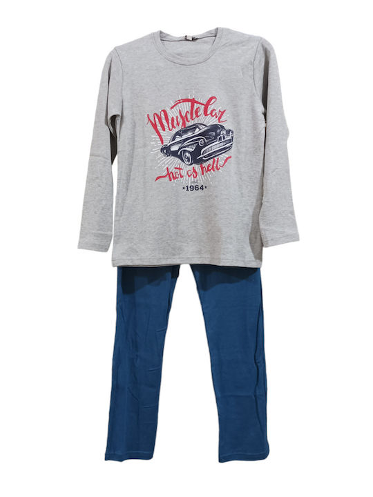 Kids' Pajamas Winter Cotton Grey/petrol Baracuda