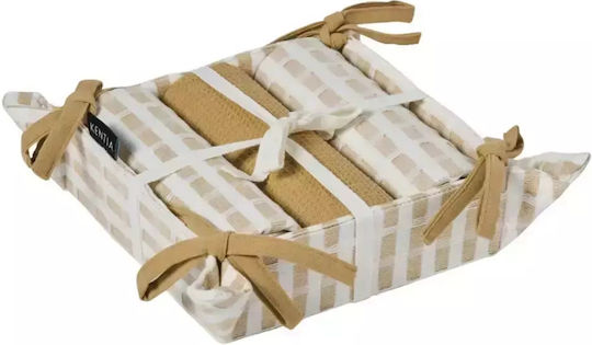 Kentia Loft Pane Handtuch aus 100% Baumwolle in Beige Farbe 40x70cm 4Stück