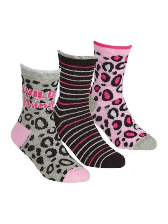 Tick Tock Παιδικές Κάλτσες Pink Grey 3 Ζευγάρια