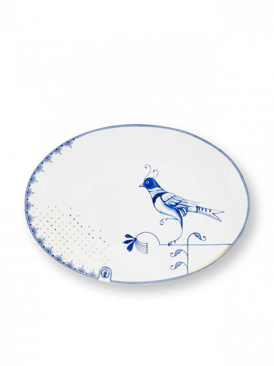 PiP Studio Serving Platter Oval made of Porcelain Blue 30x21.5cm